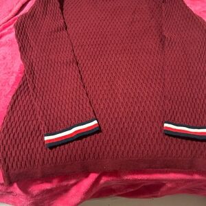 Women's Burgundy Sweater with Striped Cuffs